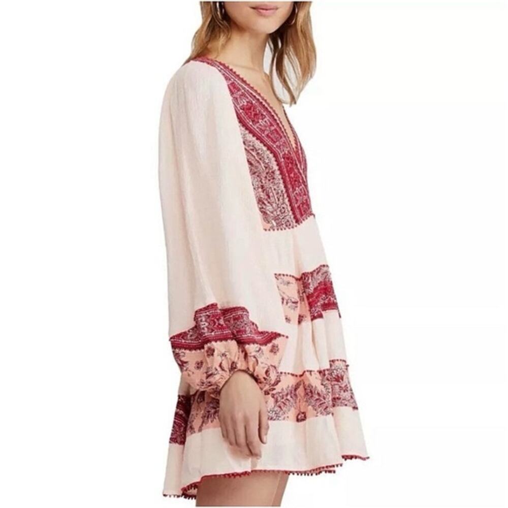 Free People Cream Dress with Red Print - Picture 3 of 12